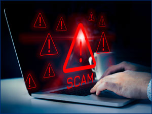 computer screen showing scam alert