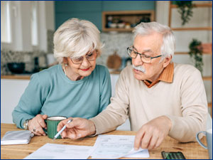 Couple looking at documents.
