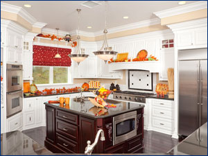 Kitchen decorated for the holidays