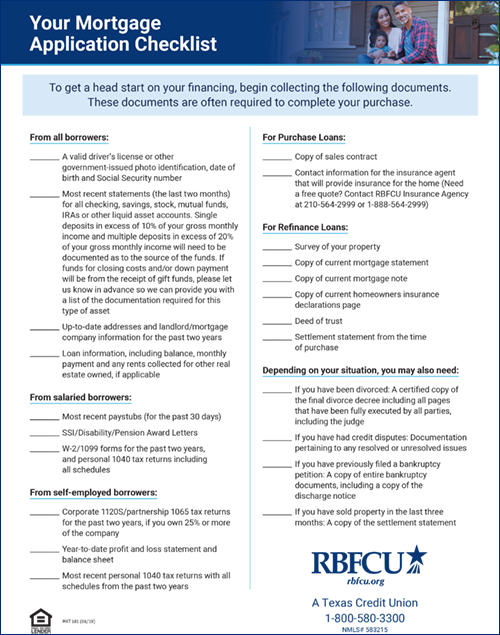 Your Mortgage Application Checklist document thumbnail