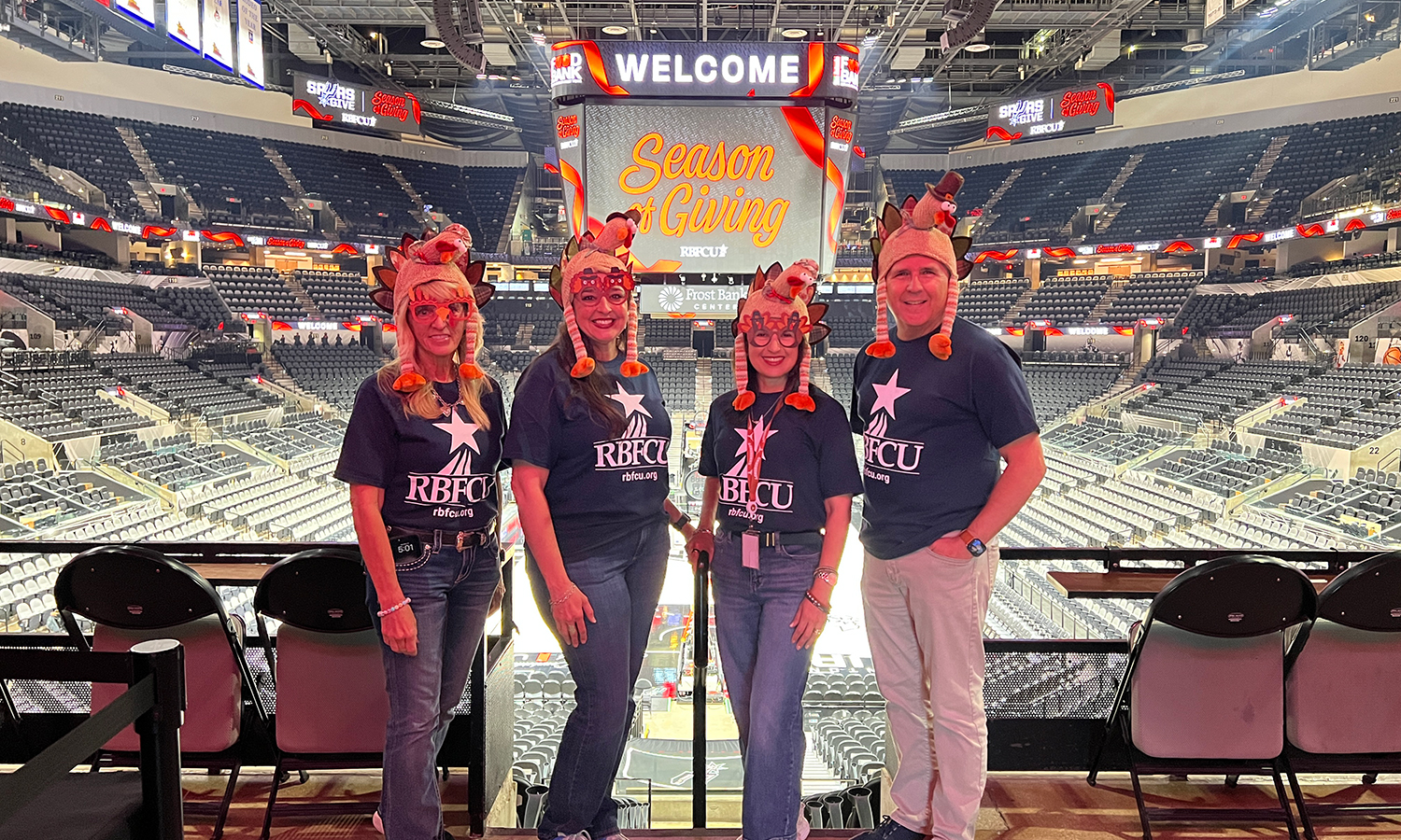 RBFCU senior leaders join Spurs players to participate in the team's annual Season of Giving dinner in November 2025.