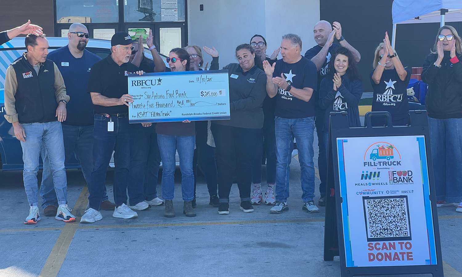 RBFCU’s support of the community showed during a “Fill the Truck” event  with a $25,000 donation to the San Antonio Food Bank.