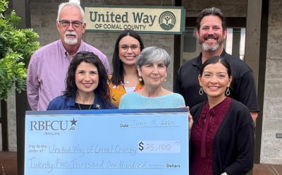 RBFCU Donates $25,100 to United Way of Comal County