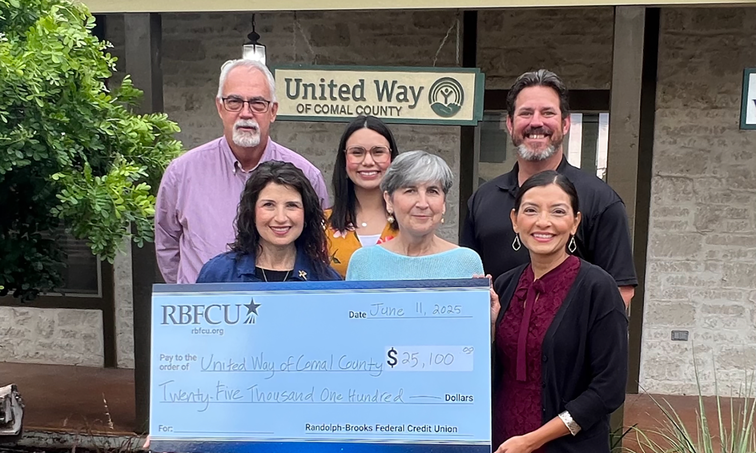 RBFCU leadership donates $25,100 to United Way of Comal County