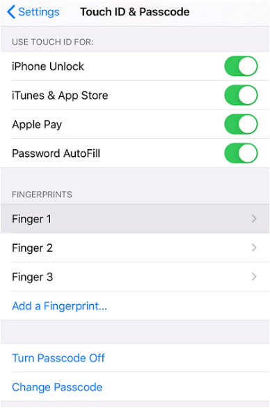 Apple device with fingerprint option