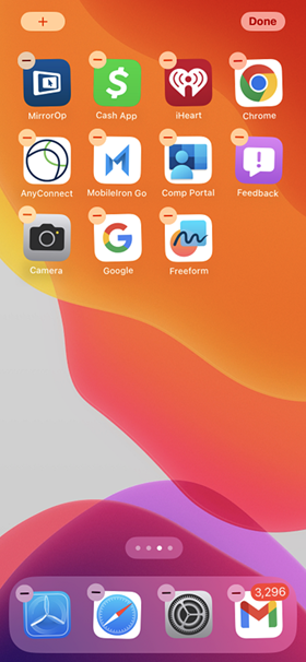 Edit the home screen – Hold your finger down on your device's home screen until the edit screen appears.