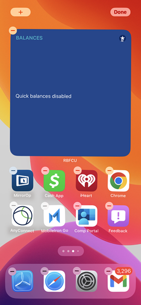 Place, resize and customize – Place the RBFCU Mobile app widget on your home screen and adjust to your desired size.