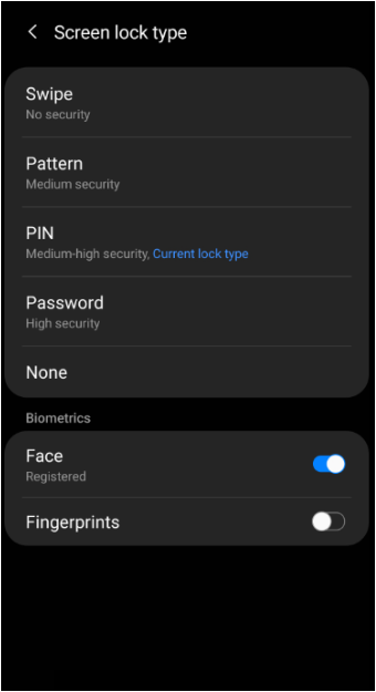 Where to set up a lock screen on an Android device