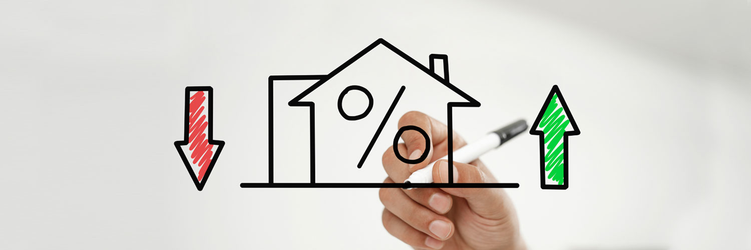 Adjustbale-Mortgage-Rate-Hero Drawing of a house with up and down arrows