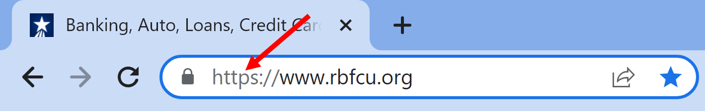 Arrow pointing to https in rbfcu.org URL in website browser's address bar