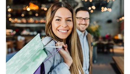 Couple shopping at a mall